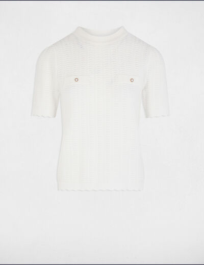 Pull manches courtes blanc femme
