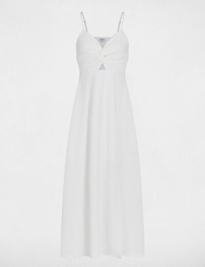 Robe longue col v blanc femme