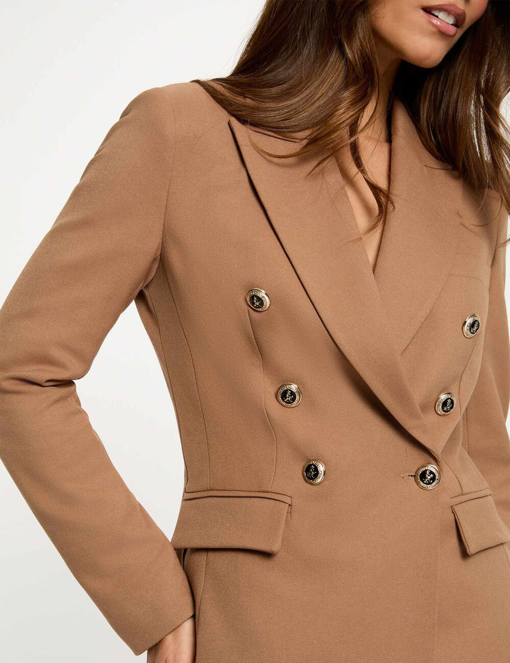 Blazer ajusté sans manches marron femme