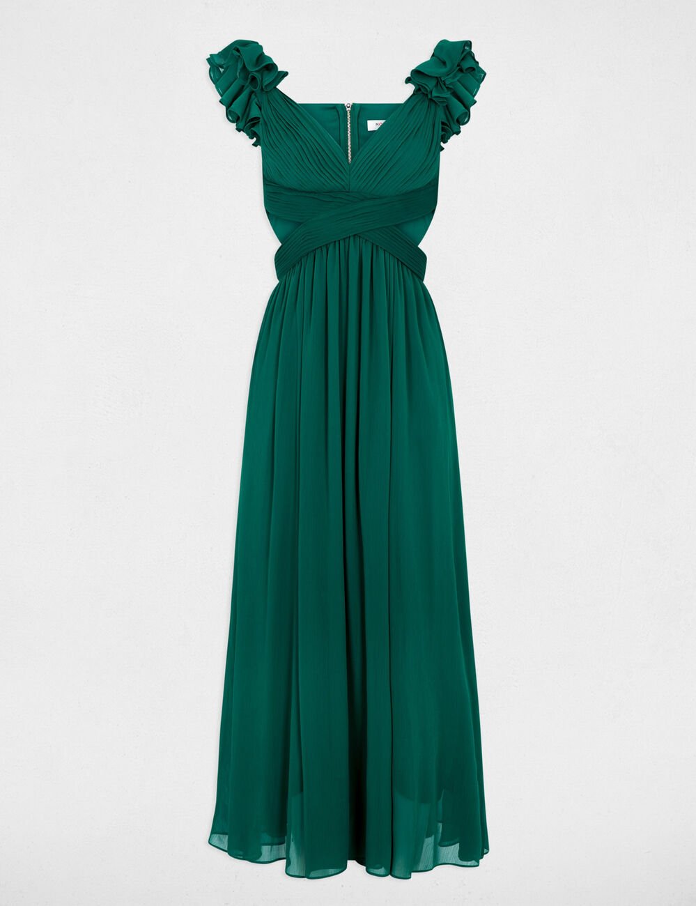 Lange, rechte, vloeiende jurk groen vrouw