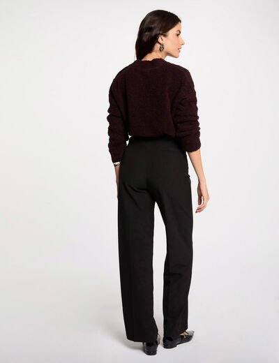 Rechte broek met plooitjes zwart vrouw