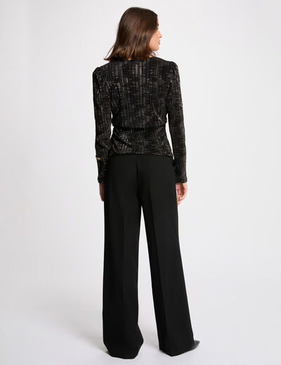 geplooid v hals t shirt zwart vrouw Geplooid V-hals T-shirt zwart vrouw