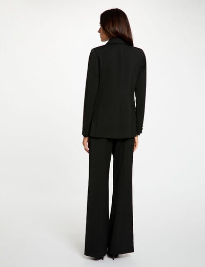 Veste satin col tailleur noir femme