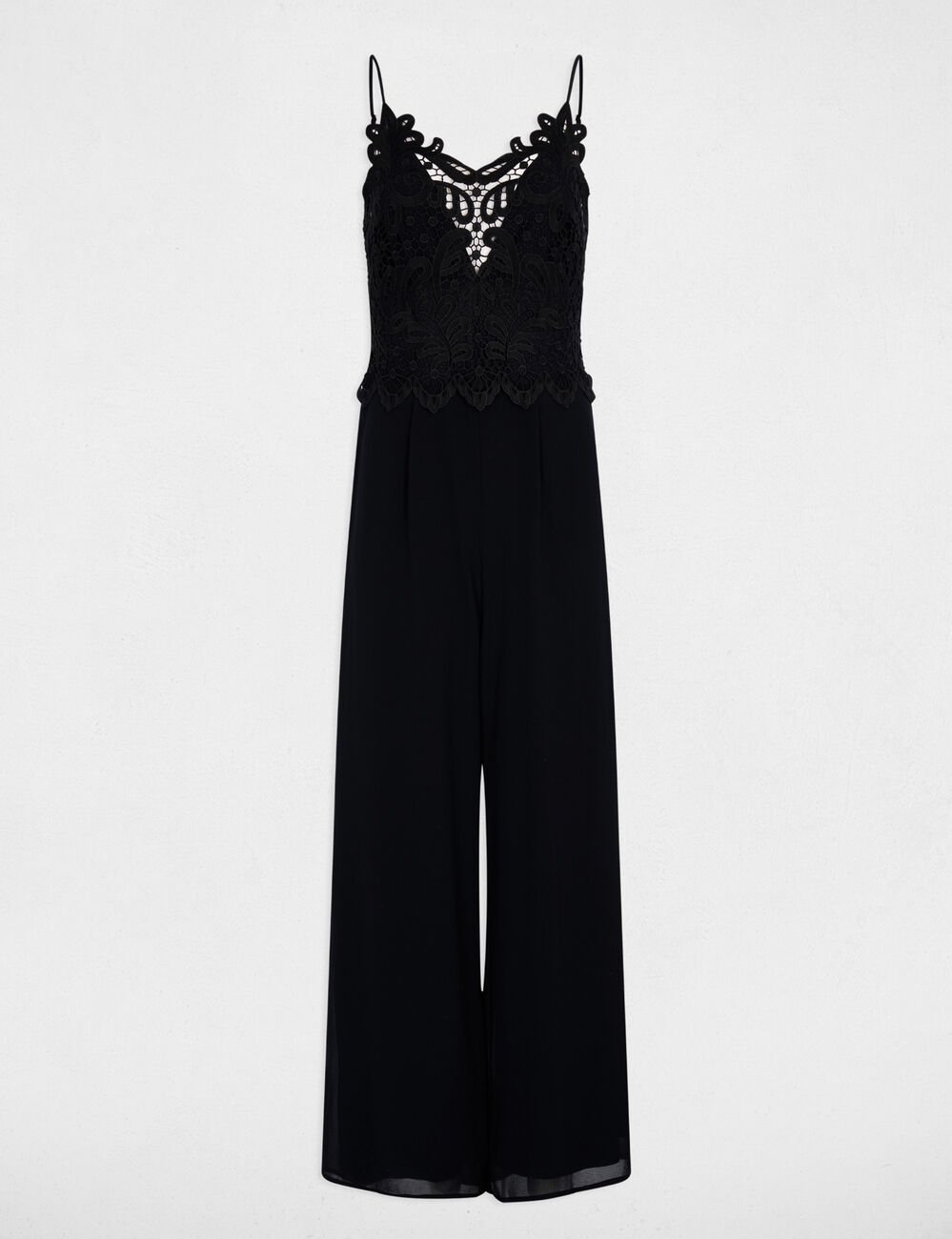 Combinaison dentelle col v noir femme