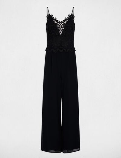 Combinaison dentelle col v noir femme