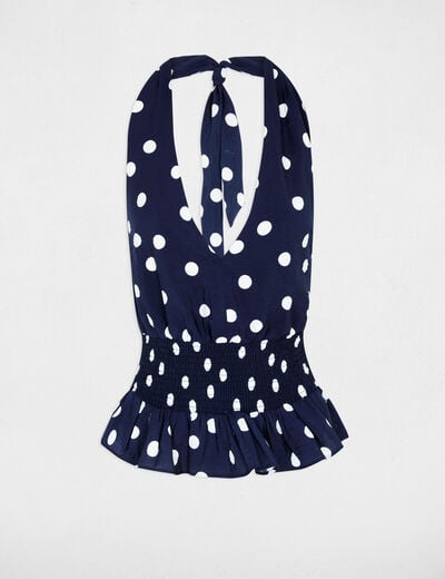 Top sans manches col v bleu marine femme