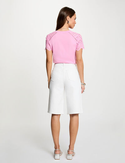 Hoge taille wijde short helder wit vrouw