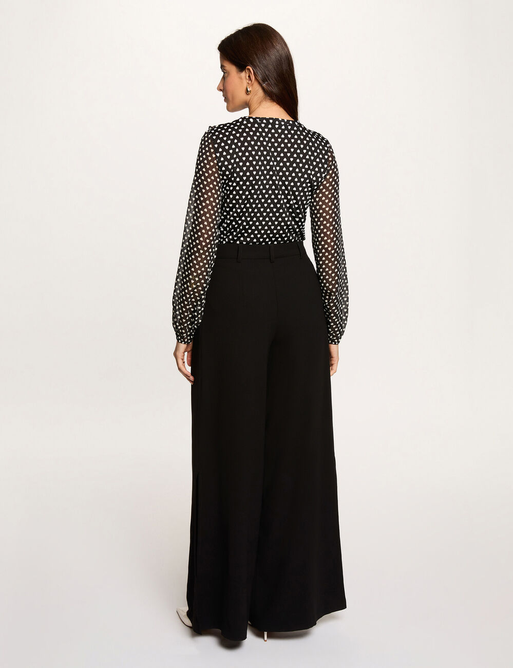 Voile blouse met v-hals zwart vrouw