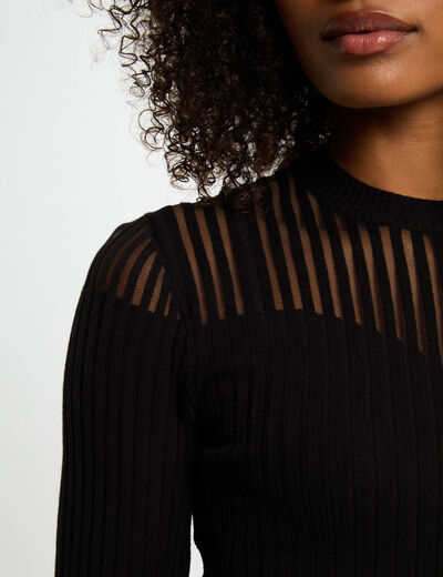 Pull manches longues noir femme