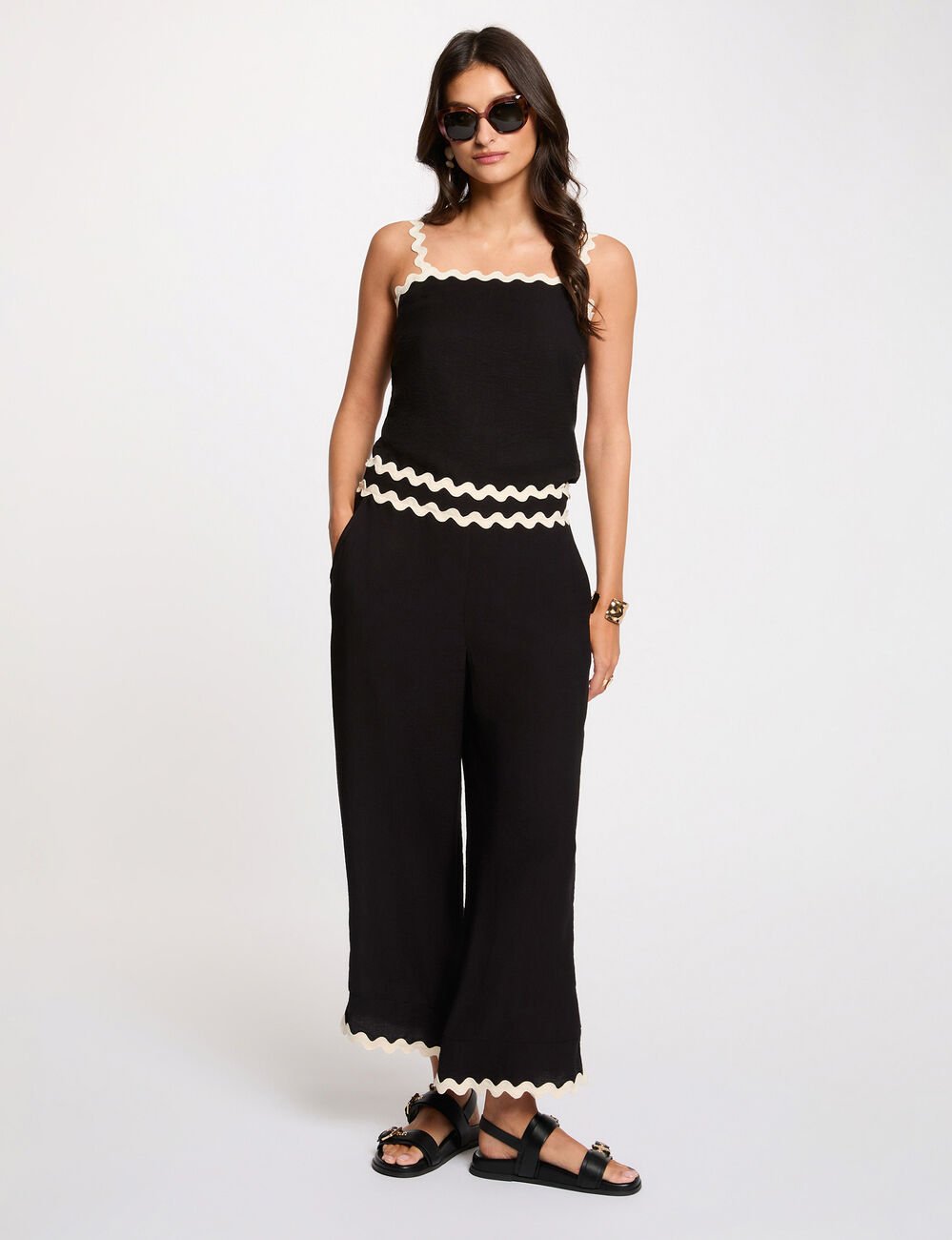 7/8 brede broek zwart vrouw