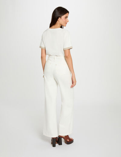 T-shirt court col rond blanc femme
