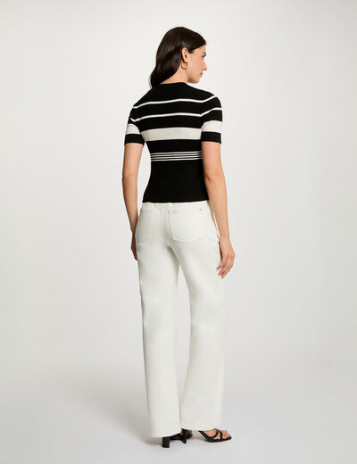 Pull fin col v noir femme