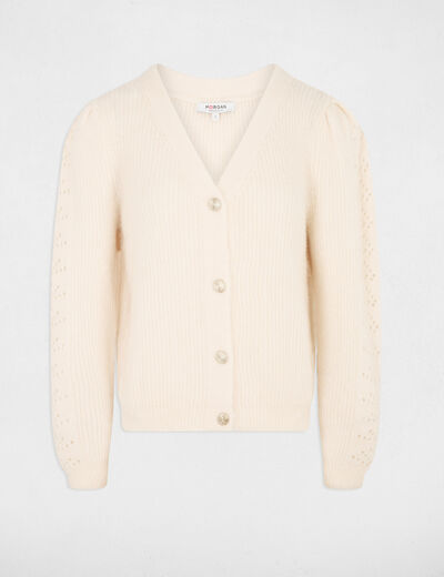Getailleerd vest met V-hals ivoor vrouw