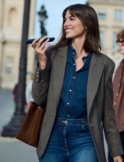 Rechte blazer met reverskraag meerkleurig vrouw