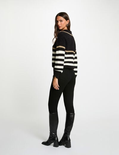 Pull col camionneur noir femme