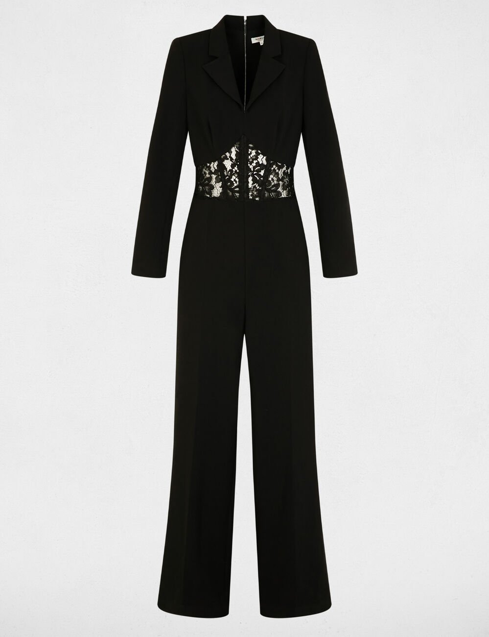 Combinaison dentelle col tailleur noir femme