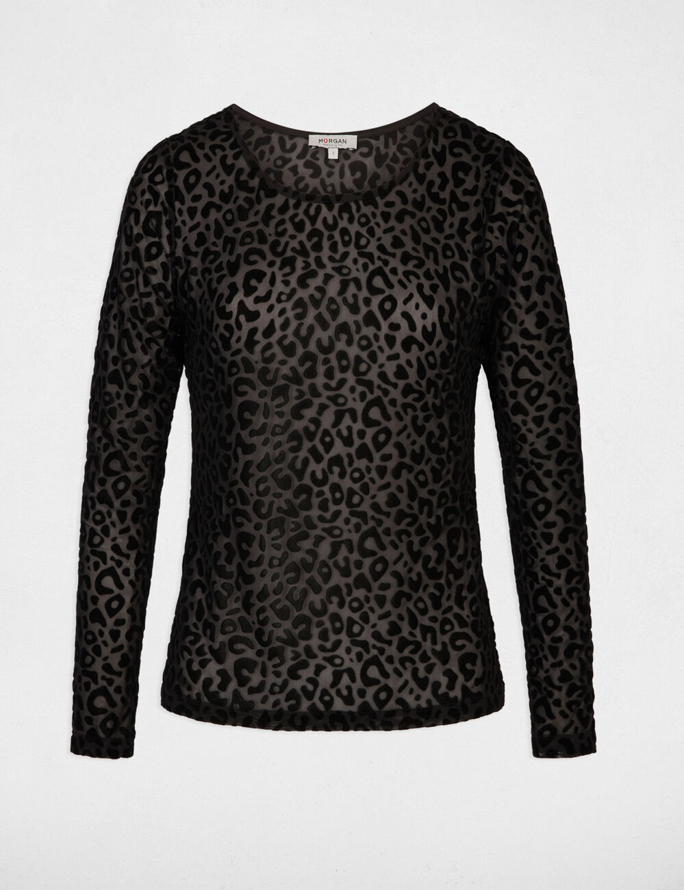 Getailleerd T-shirt met ronde hals zwart vrouw
