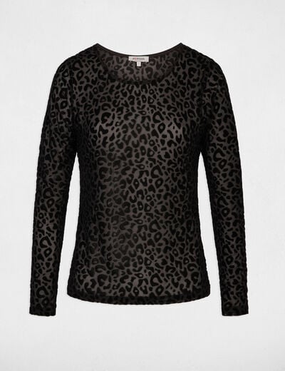 Getailleerd T-shirt met ronde hals zwart vrouw