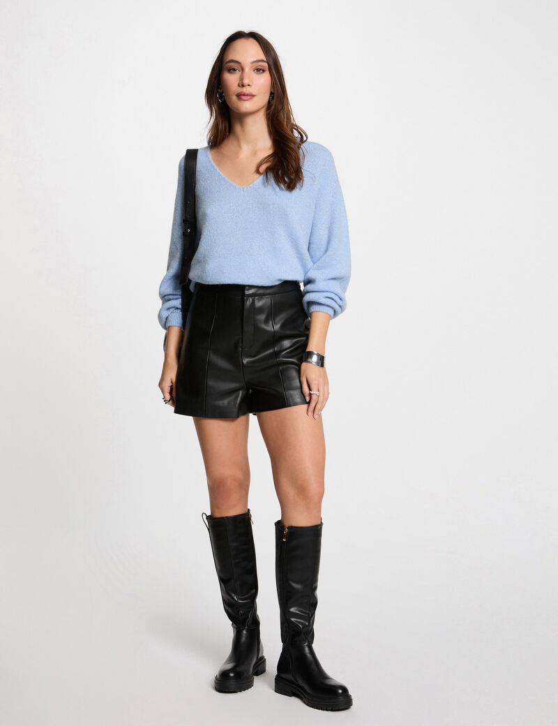 V-hals trui bleu vrouw