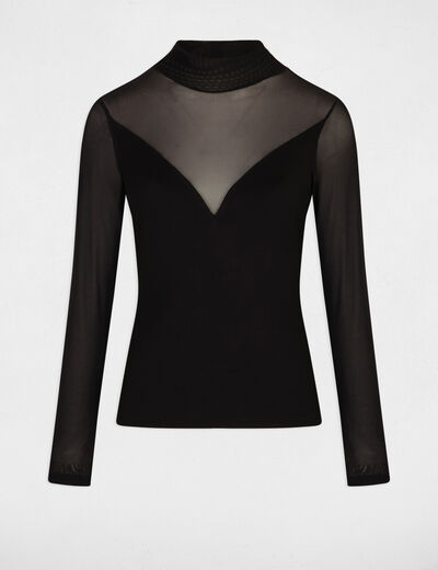 T-shirt met lange mouwen zwart vrouw