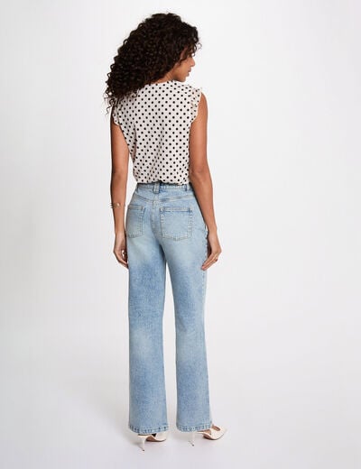 Chemise col v manches courtes ivoire femme