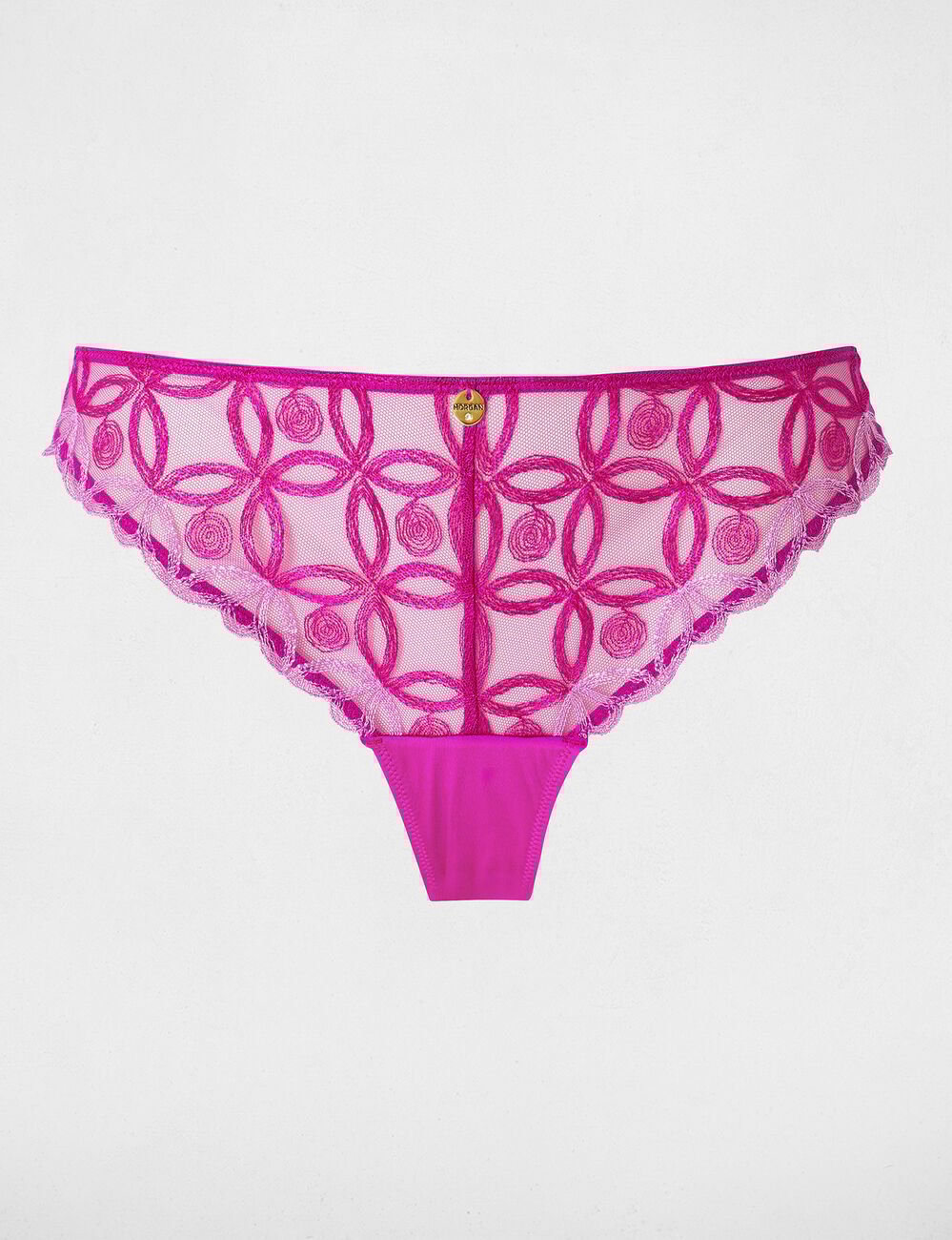 Tanga dentelle taille basse violet femme