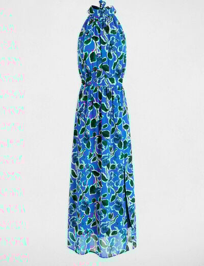 Robe longue évasée imprimée multicolore femme
