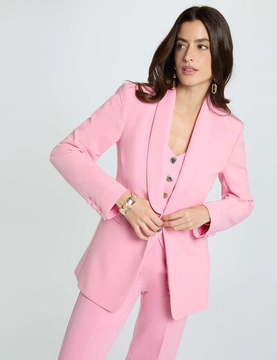 Blazer col ch&acirc;le rose clair femme