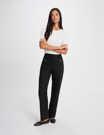 Hoge taille wijde broek zwart vrouw