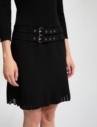 Robe courte plissée noir femme