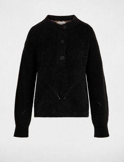 Pull droit col rond noir femme