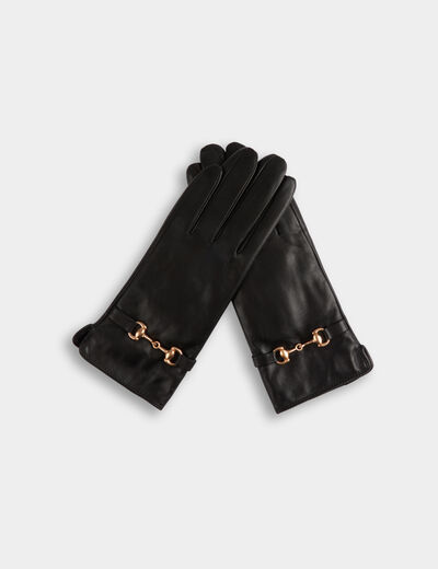 Gants similicuir noir femme