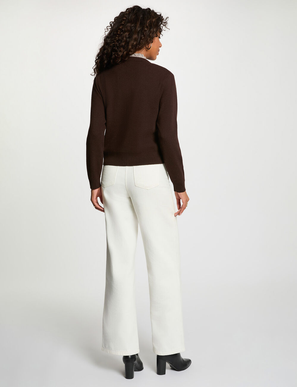 Vest met sierknopen donker bruin vrouw