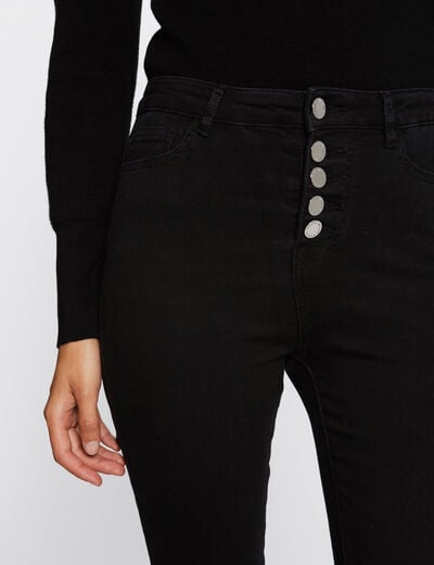 Jeans skinny taille standard boutonn&eacute; noir femme
