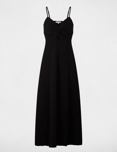 Robe longue col v noir femme