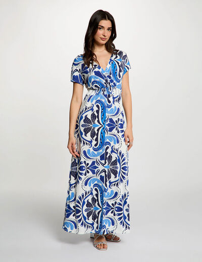 Robe longue fluide multicolore femme