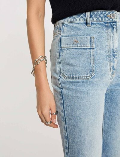 Jean large taille haute denim double stone femme