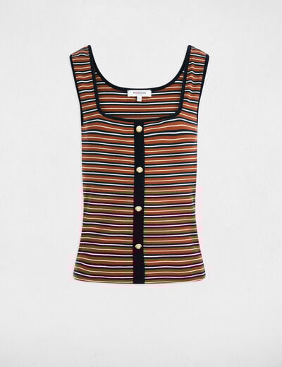 D&eacute;bardeur ray&eacute; col carr&eacute; multicolore femme