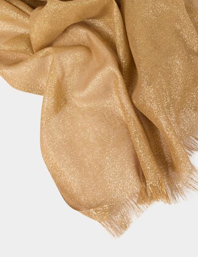 Foulard fils métallisés jaune moutarde femme