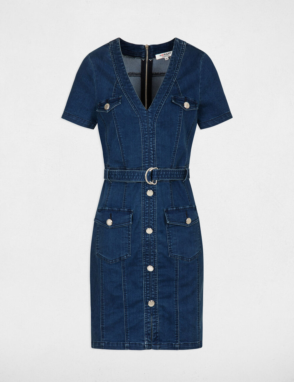 Robe courte ajustée en jean jean stone femme