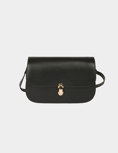 Sac bo&icirc;te bandouli&egrave;re en cuir noir femme
