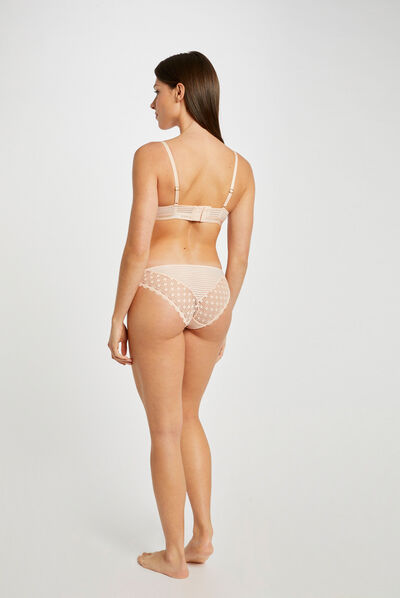 Slip dentelle rose femme