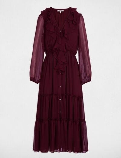 Lange, vloeiende jurk pruim vrouw