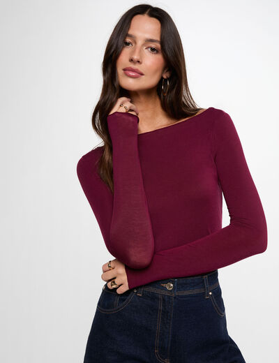 T-shirt met lange mouwen pruim vrouw