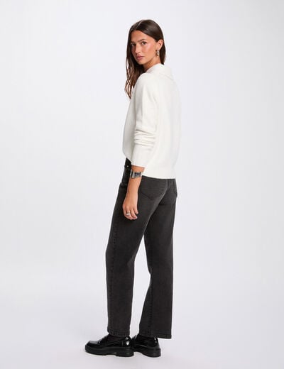 Pull col à revers ivoire femme