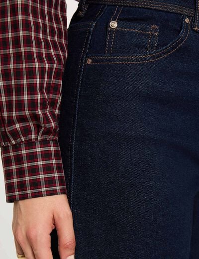 Hoge taille rechte jeans ruw denim vrouw