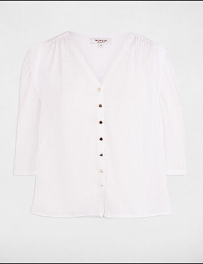 Chemise manches 3/4 blanc femme