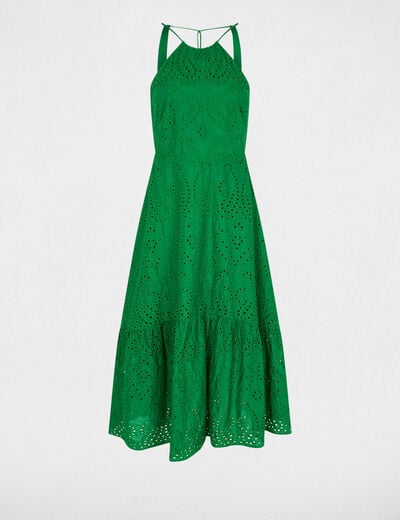 Robe longue broderie anglaise vert prairie femme