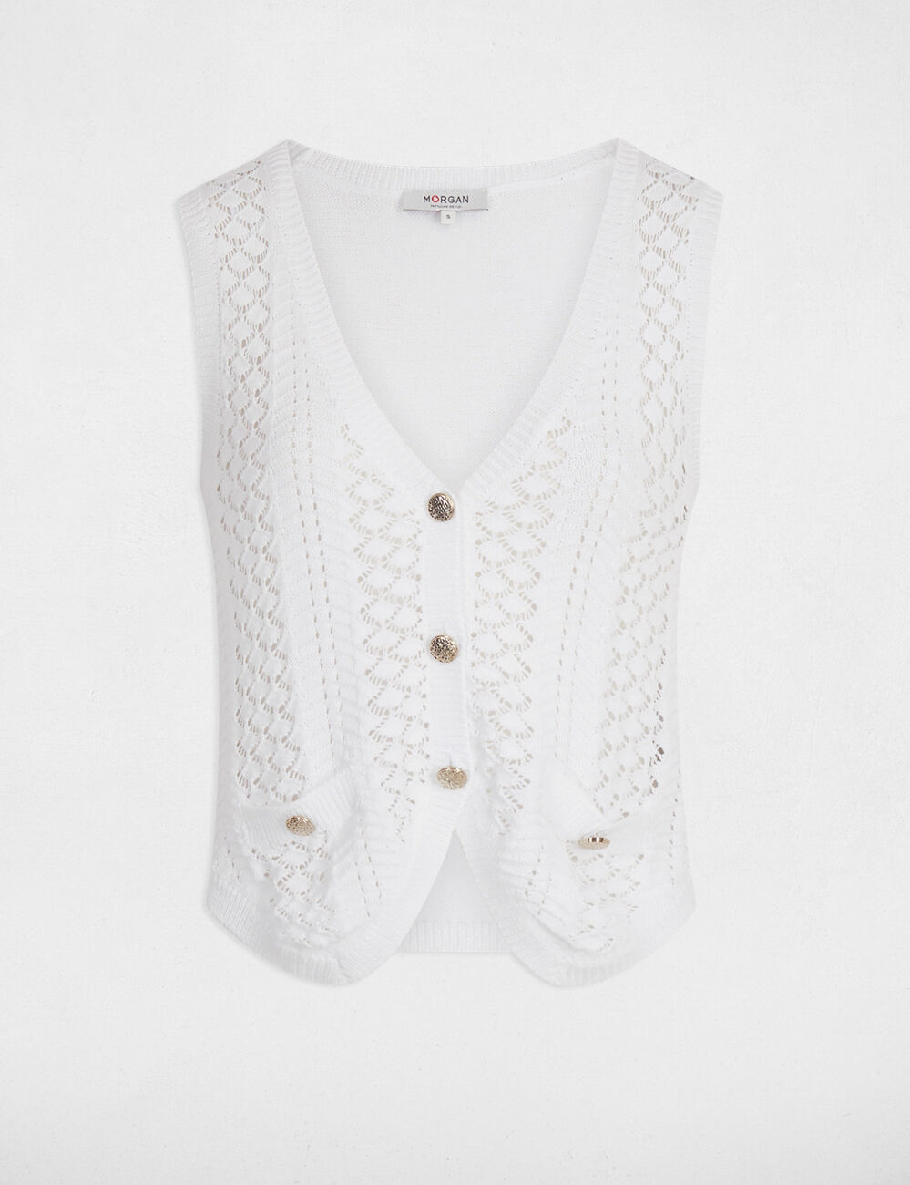Gilet sans manches col v blanc femme