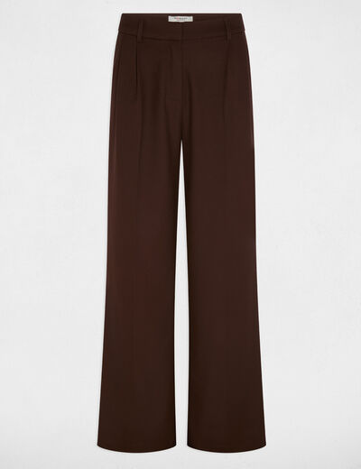 Hoge taille brede broek donker bruin vrouw